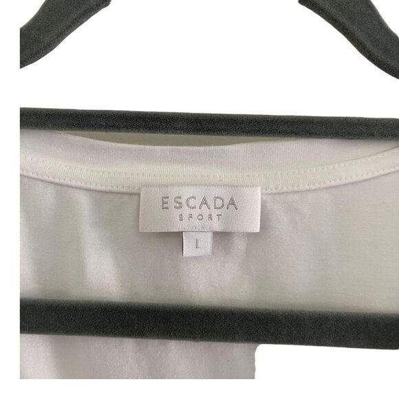 Escada Sport White Short Sleeve Graphic Tee T-Shirt Size L Minimalist - Picture 3 of 6